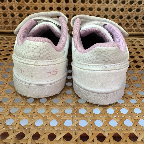 Adidas Kids Hoops 2.0 Sneakers White Pink Velcro 7K - Picture 4 of 6